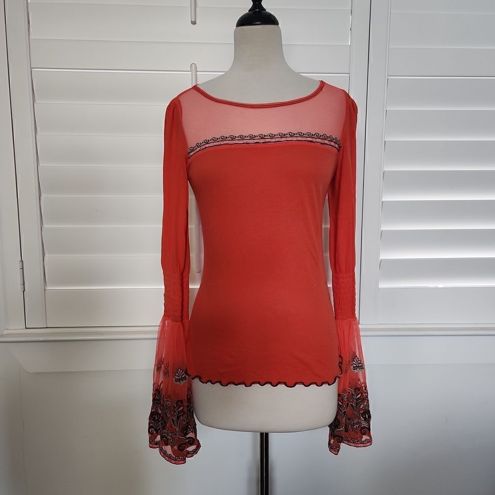 Free People Orange Bell Sleeves size M
